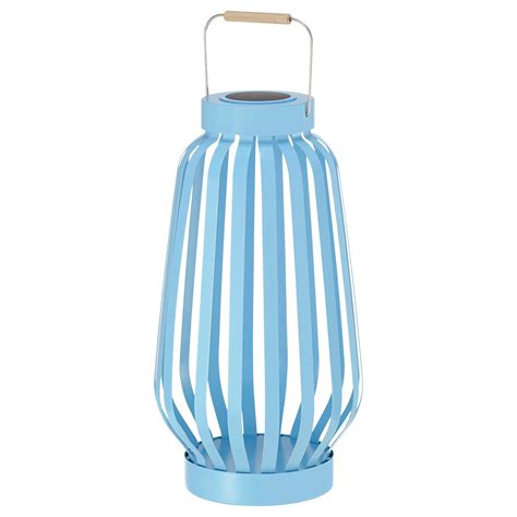 SOLVINDEN LED solar-powered floor lamp, blue/stripe, 42 cm - IKEA