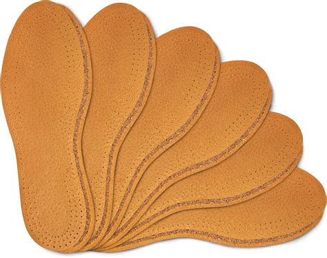 Buy Shoe Insoles Set | 6 Pair Pack Natural Leather with Cork Underlayer ...