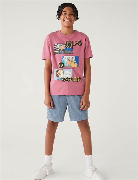 Buy Pure Cotton Anime T-Shirt at Marks & Spencer