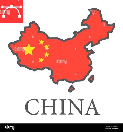 Map of China flag color line icon Stock Vector Image & Art - Alamy