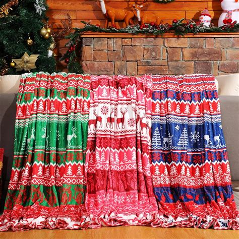 Amazon.com: Ganeen 3 Pack Christmas Throw Blanket Prints Fleece Blanket 50 x 60 Inch Plush ...