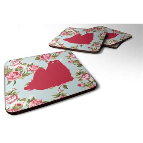 Caroline's Treasures Shabby Chic Blue Roses Poly Square Coaster(s) in ...