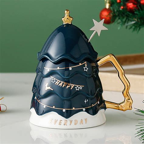 Merry Christmas Ceramic Coffee and Hot Chocolate Mug - Blue Christmas ...