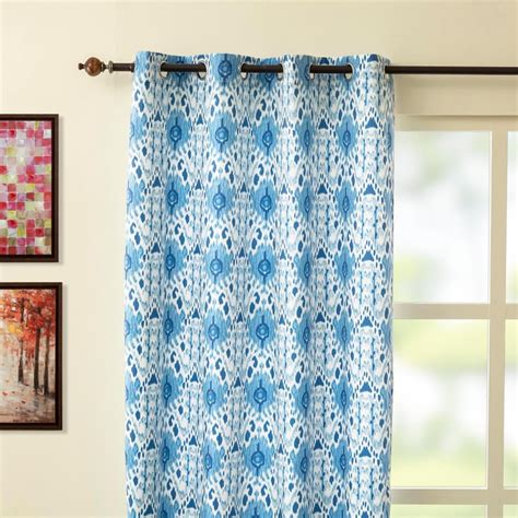 Buy Lavish Blue Printed Semi-Blackout Window Curtain - 135 x 160 cm ...