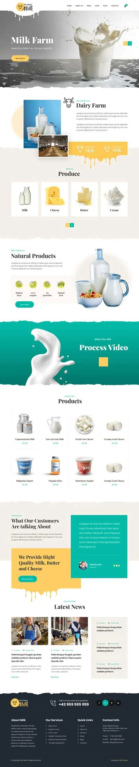Milk Products WordPress theme for Dairy Farm or Milk Product Prociders