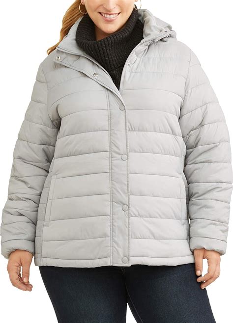 Amazon.com: Time and Tru Plus-Size 1X-5X Women's Hooded Bubble Puffer ...
