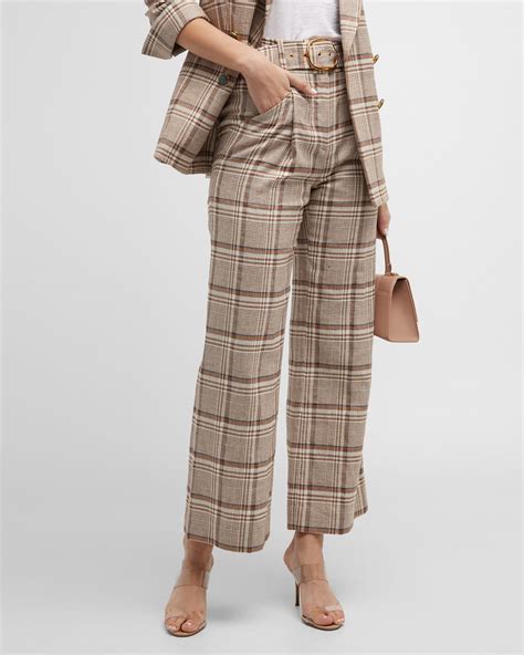 Veronica Beard Tonelli Plaid Wide-Leg Suit Pants | Neiman Marcus