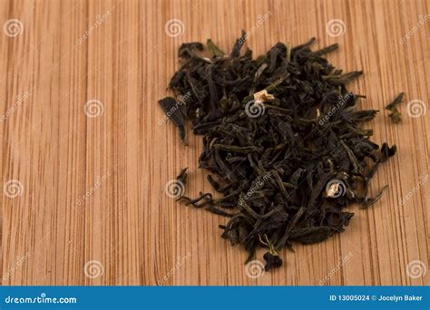 Loose Leaf Green Tea Leaves on Wood Stock Photo - Image of home, drink ...
