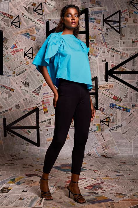 Zara cotton (sky blue) top with asymmetric neck and one side adjustabl ...