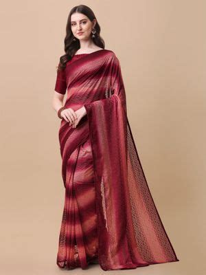 Buy Amrutam Fab Womens Rasal Net Maroon Color Saree with Unstitched ...