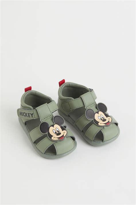 Motif-detail strappy sandals - Light khaki green/Mickey Mouse - Kids ...