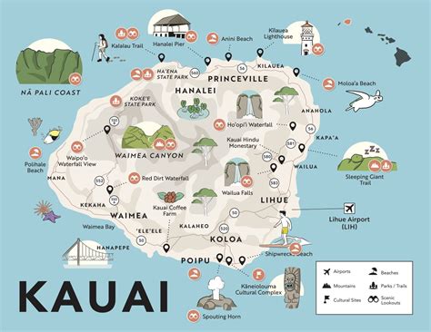 Hawaii Maps with Points of Interest, Airports and Major Attractions ...