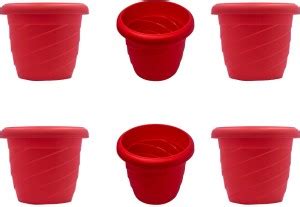 GEMPLAST Flora Planters Plastic Red Pots for Plants(Set of 6) - Garden ...