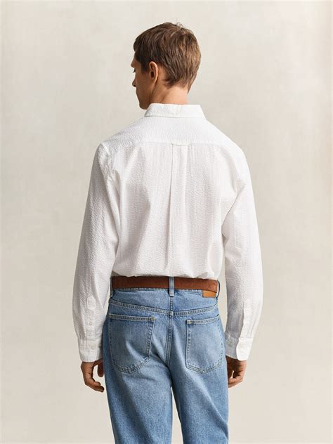 Shop Gant Men White Solid Regular Fit Pure Cotton Shirt - Gant India