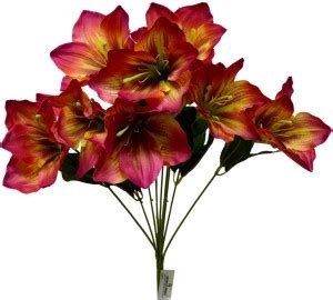 VATIKA Fabric & Plastic Artificial Pink & Yellow Hibiscus Flower Bunch ...