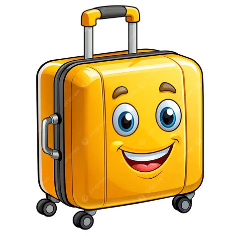 Happy Yellow Suitcase Clip Art Illustration, Happy Suitcase, Cartoon ...