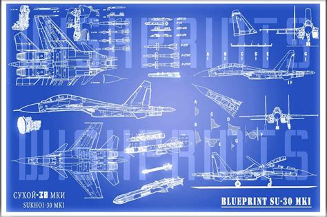 Personalised SU 30 MKI Sukhoi Blueprint design 18 x 12 poster size ...