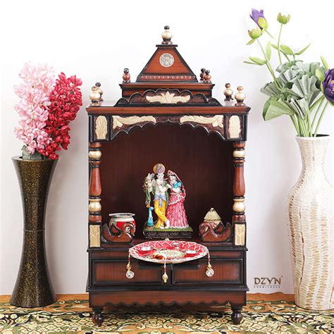 Buy DZYN Furnitures Sacred Space Medium Wooden Temple / Pooja Mandir ...