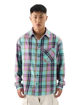 The Souled Store Plaid: Aurora Blocks Men and Boys Collared Neck Long ...