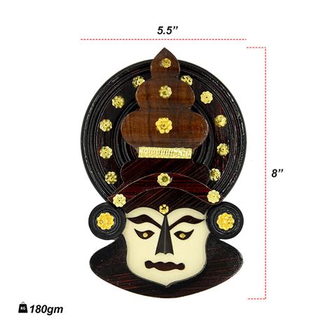 8-Inch Handcrafted Rosewood Kathakali Head – Traditional Kerala Wall D ...