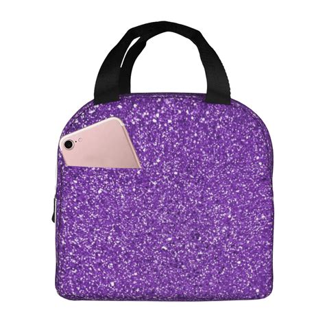 Disketp Glitter Purple Lunch Bag for Women Men, Leakproof Thermal ...