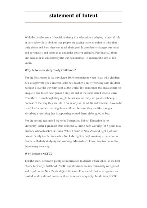 Image result for Statement of Intent Committee Example