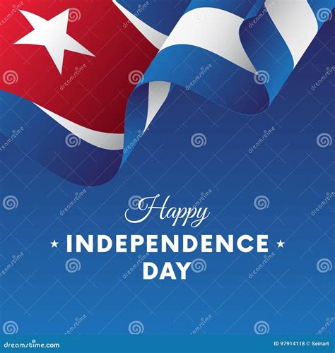 Banner or Poster of Cuba Independence Day Celebration. Waving Flag ...