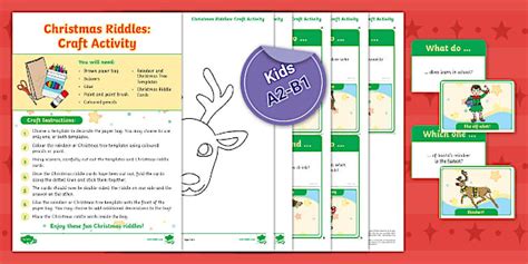 ESL Christmas Riddles: Craft Activity [Kids, A2-B1] - Twinkl