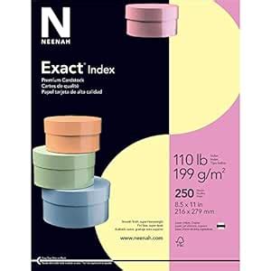 Neenah Exact Index, 110 lb, 8.5 x 11 Inches, 250 Sheets, Canary ...