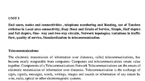 Telecom Notes UNIT 1: End Users, Nodes, and Network Connectivity - Studocu