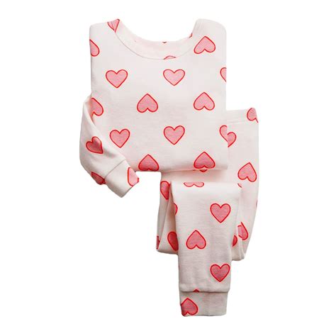 Adorable Heart Graphic Girls Pajama Set - Perfect Nightwear For Kids ...