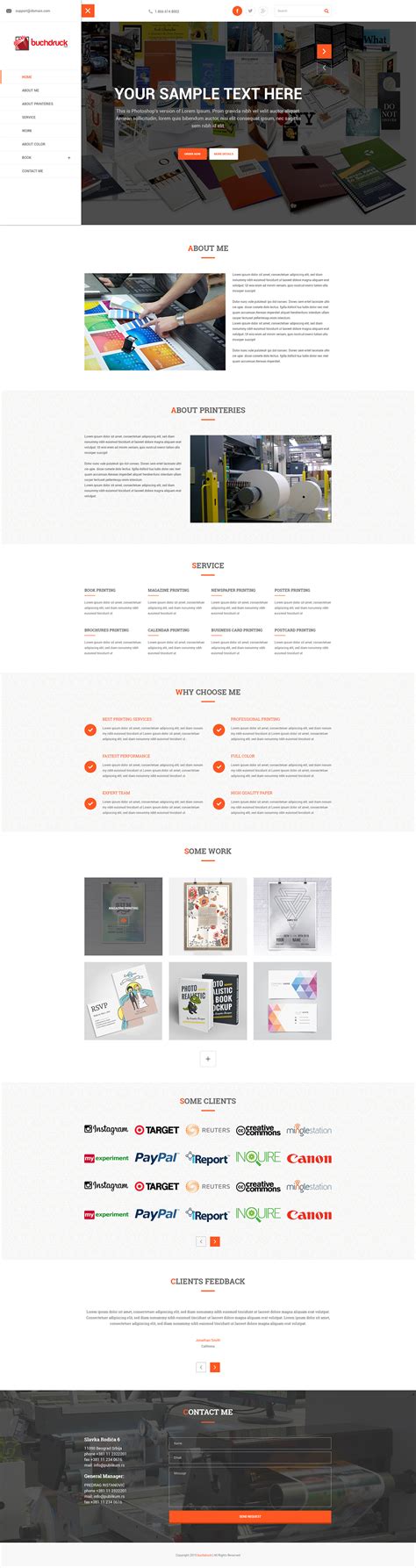Buchdruck – Print Company PSD Template – Free Design Resources