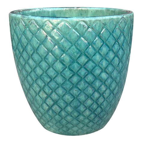 Blanche Turquoise Ceramic Outdoor Planter, Large | At Home