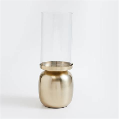 Buy Gold Rush Glass and Iron Hurricane Candle Holder from Home Centre ...