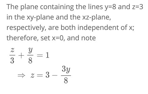 Find the equation of the plane in the form z = c + mx + ny containing ...