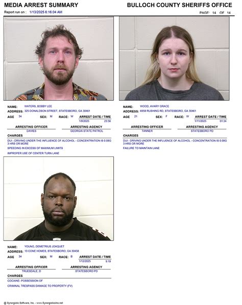01/13/2025 Booking Report for Bulloch County - Page 14 of 14 - AllOnGeorgia