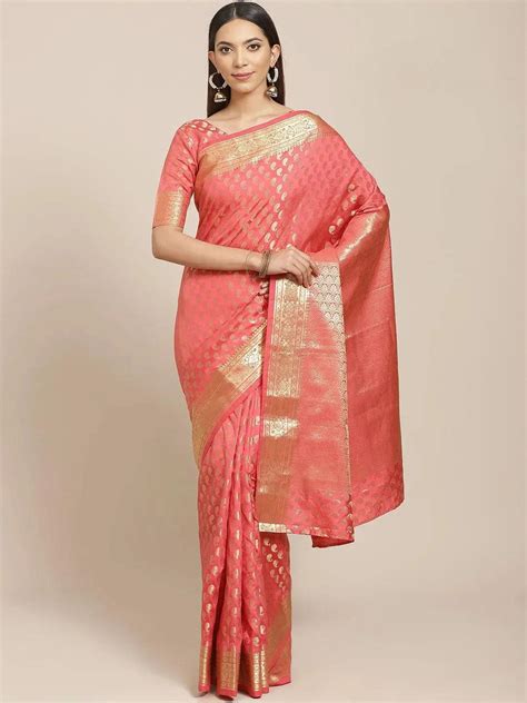 Buy Pink Woven Design Brocade Saree Online at Rs.1935 | Libas