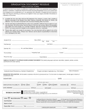 Graduation Document Reissue Application Form - Ryerson University ...