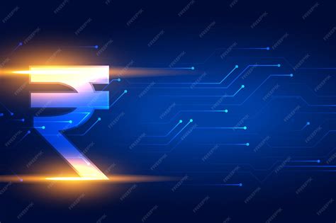 Shiny indian rupee digital currency background with circuit lines ...