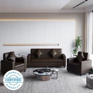 Flipkart Perfect Homes Crete Leatherette 3 + 1 + 1 Sofa Set Price in ...