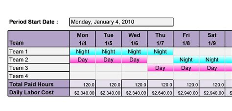 Printable 12-hour Shift Schedule Template