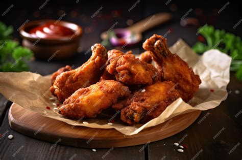Premium AI Image | Fried chicken wings with barbecue sauce on parchment ...