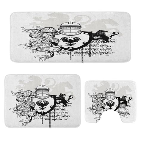 East Urban Home Black White Bathroom Rug Set 3 Pieces U-Shape ...