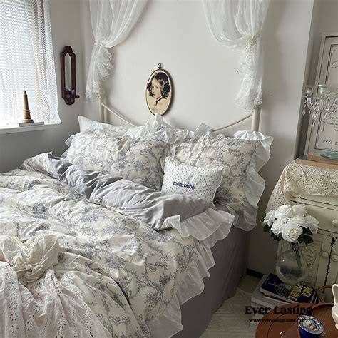 French Ruffle Floral Bedding Set / Blue | Best Stylish Bedding | Ever ...