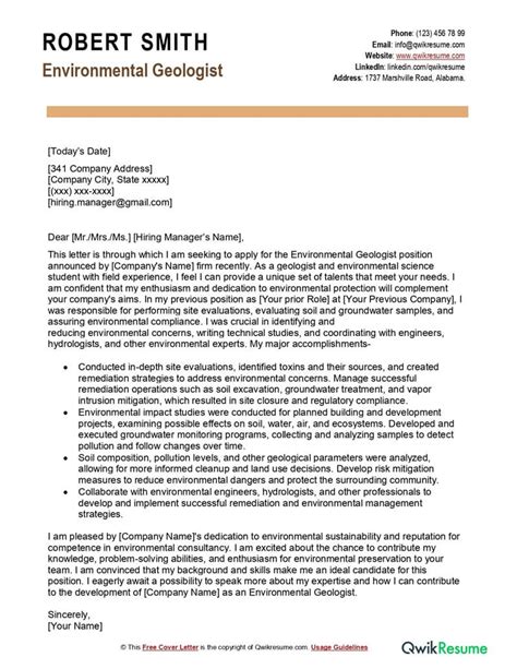 Environmental Science Cover Letter Examples 的图像结果