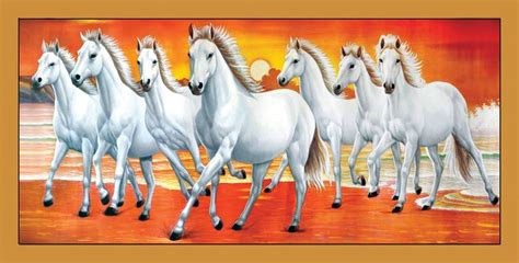 vastu White 7 Horse (Large) - Vastu Paintings Original Artist Work ...
