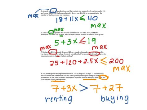 Image result for Word Problem Inequality Examples