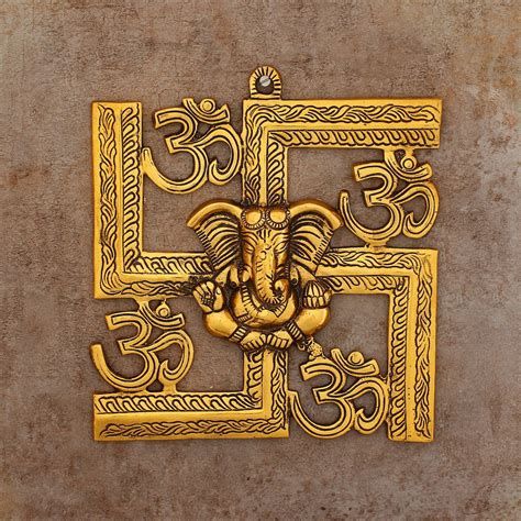 Buy Om Wall Hanging Online | Swastik Ganesha Om Symbol Wall Art ...