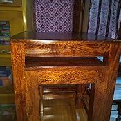 MODWAY Sheesham Wood Nesting Tables Set of 3 Stools for Living Room ...