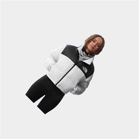 The North Face Down Jackets Sale Online - White Black Women Nuptse Short